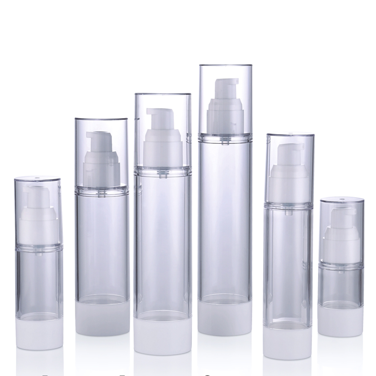 15 ml 30 ml 50 ml 80 ml 100 ml 120 ml gyár Stock Spot Clear PP PS Airless krém emulziós szivattyú spray -kozmetikai műanyag palack L01
