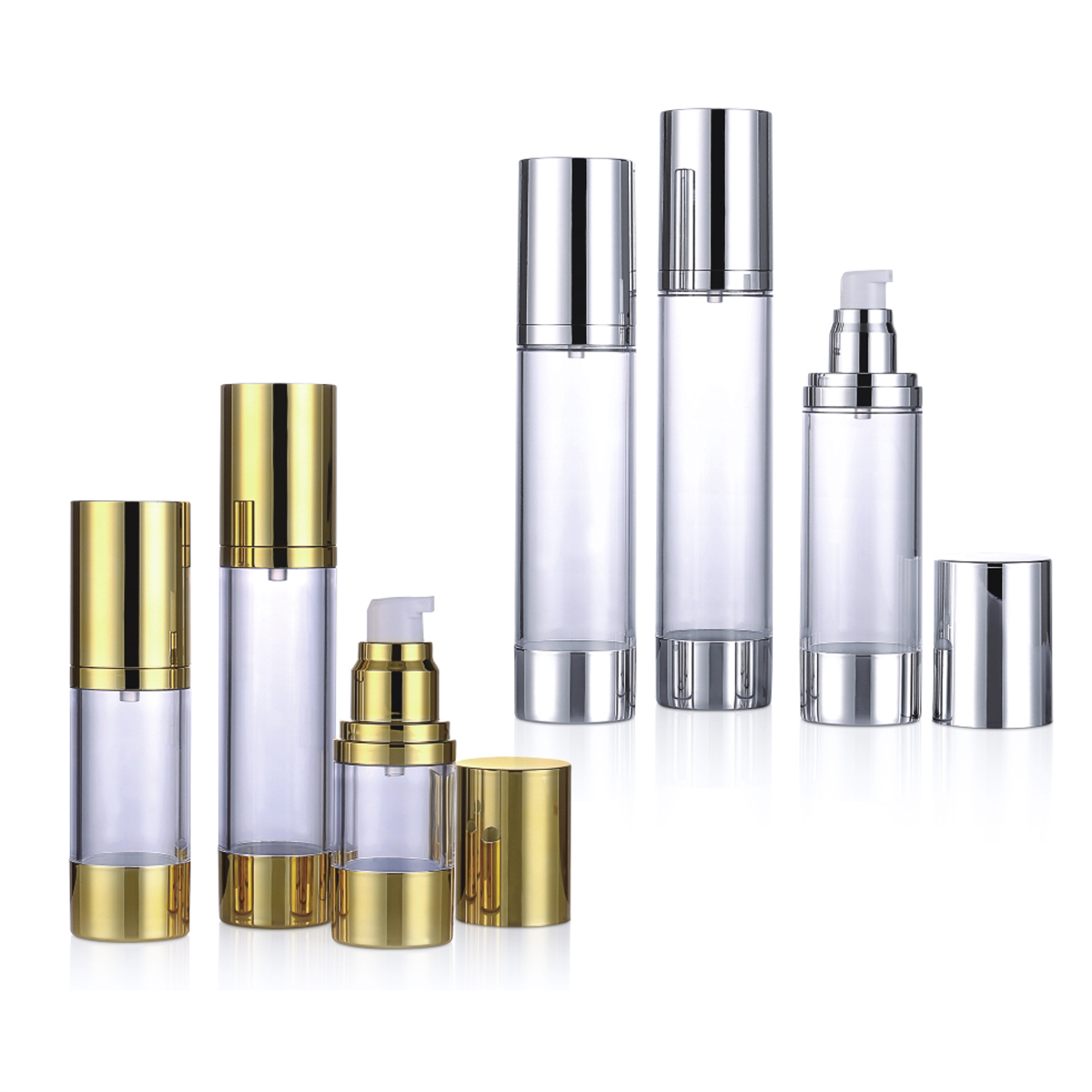 15 ml 30 ml 50 ml 80 ml 100 ml 120 ml ezüst egyedi címke testápoló illóolaj -szivattyú ködös permetező csomagolás kozmetikai légtelen palack l04