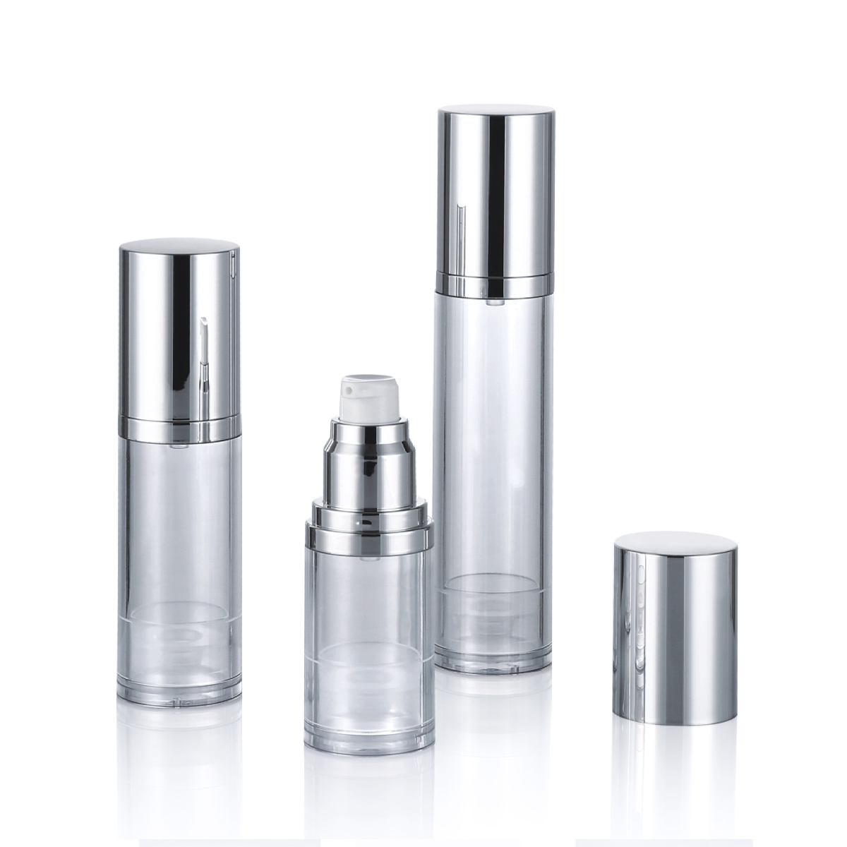 15 ml 30 ml 50 ml egyedi fényes/matt ezüst kozmetikai bőrápolás Airless szivattyú palack L04-1