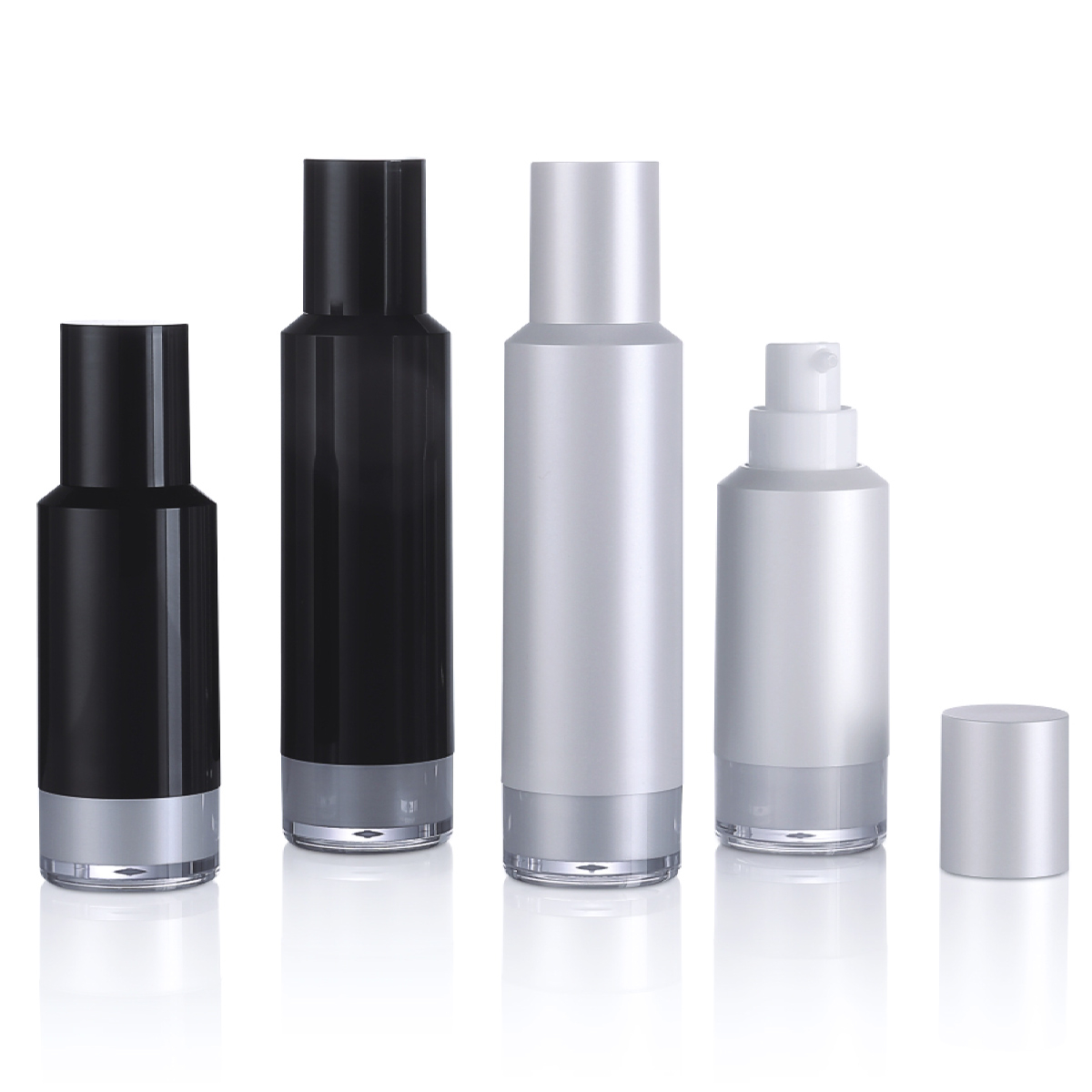 15 ml 30 ml luxus műanyag PP fekete matt krém Airless szivattyú palack bőrápolási csomagoláshoz L07