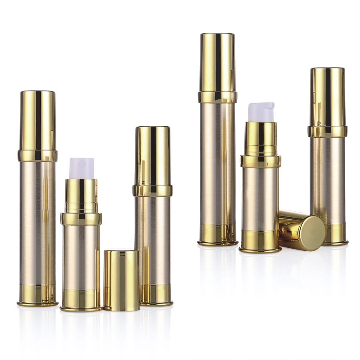 5 ml 10 ml 15 ml műanyag levegő nélküli üveg arany/ ezüst UV kézműves mini légtelen krém/ spray -szivattyú palack L10