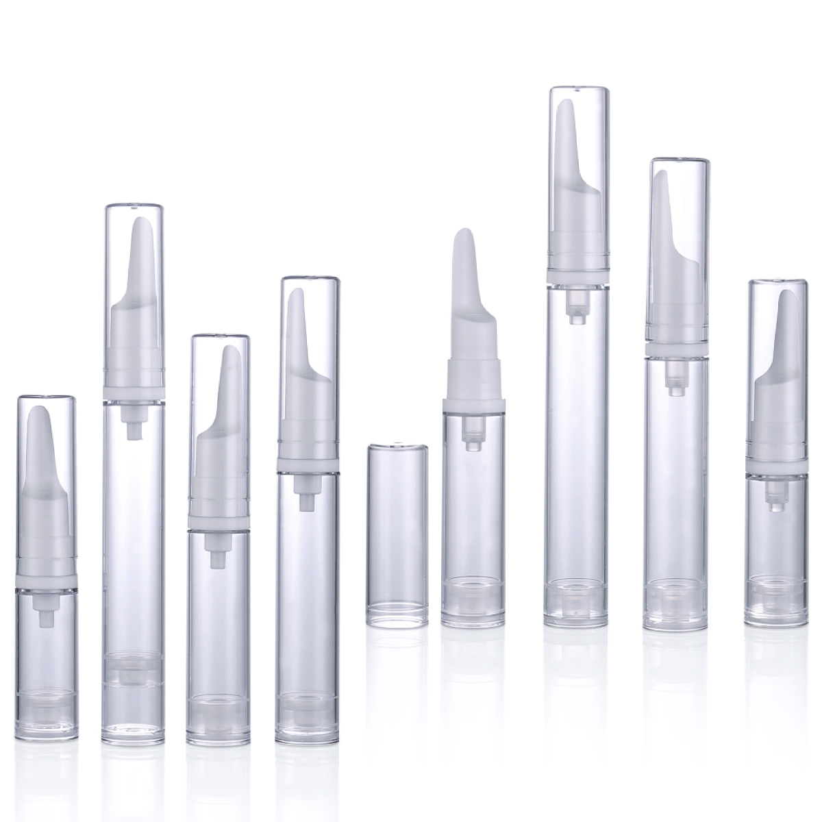 5 ml 10 ml 12 ml 15 ml hengerfehér/átlátszó levegő nélküli szivattyú cső kozmetikai krém palack Levegő nélküli szemkrém y01